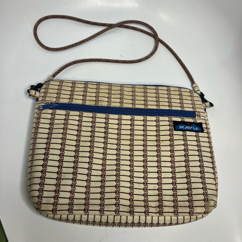 Kavu tablet rope bag tan‎ black gender neutral boho unique